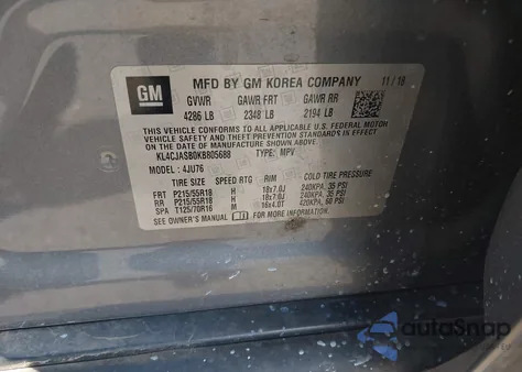 2019 Buick Encore Fwd Preferred z USA, uszkodzony, nr VIN KL4CJASB0KB805688